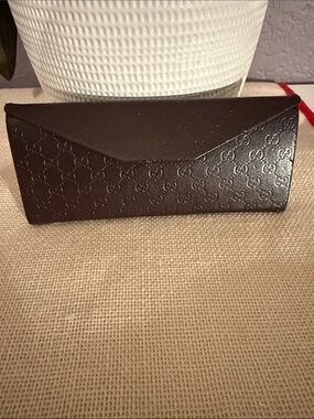 Gucci Dark Brown Embossed GG Leather Eyewear Case